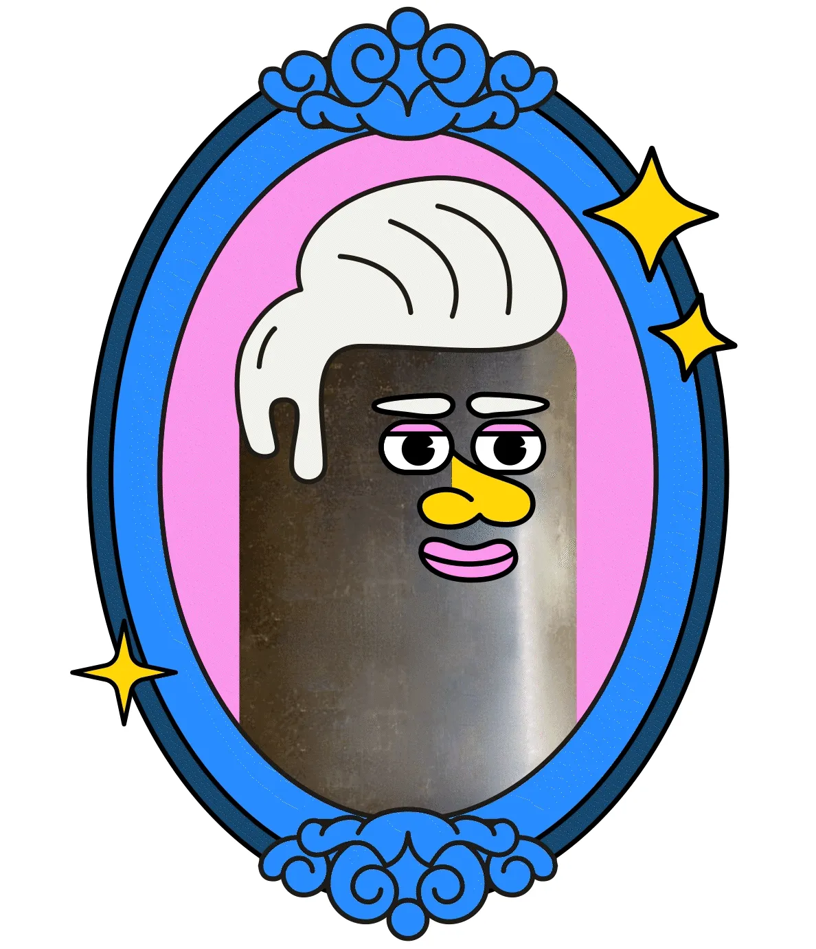 Schön gekampelter Öltank grinst sich im Spiegel an